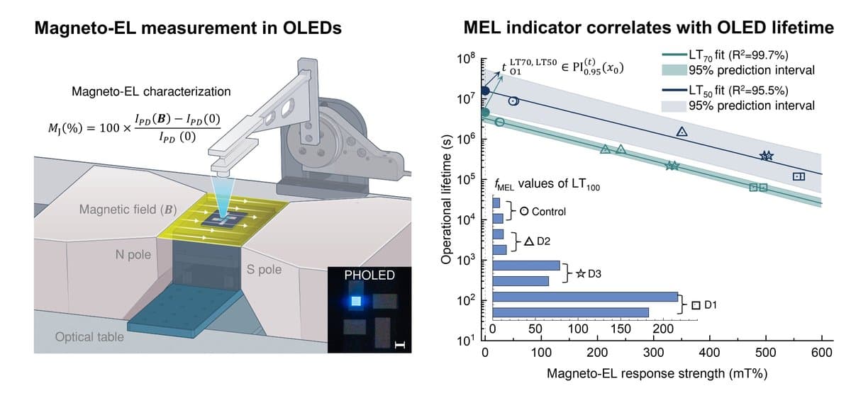 Testes com campo magnético permitem prever a vida útil de OLEDs azuis
