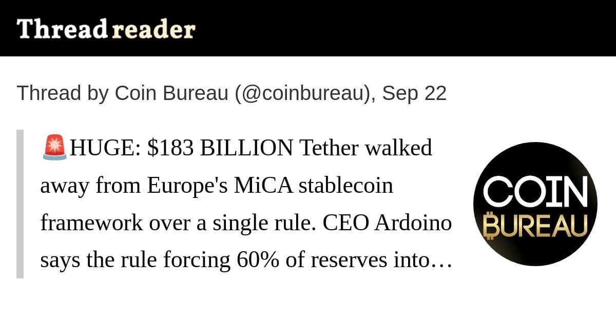 Tether desiste de conformidade com o framework MiCA da Europa