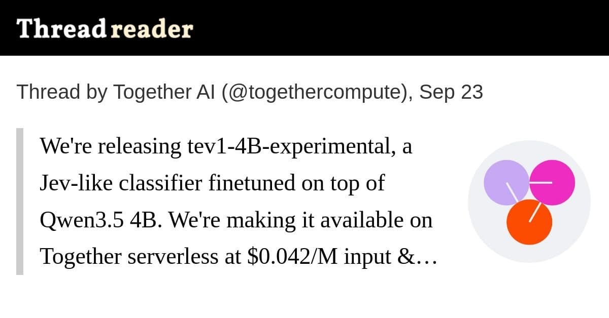 Tev1-4B-experimental: um classificador Jev-like de baixo custo da Together AI