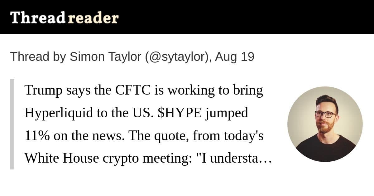 Trump anuncia que CFTC está trabalhando para trazer Hyperliquid aos EUA