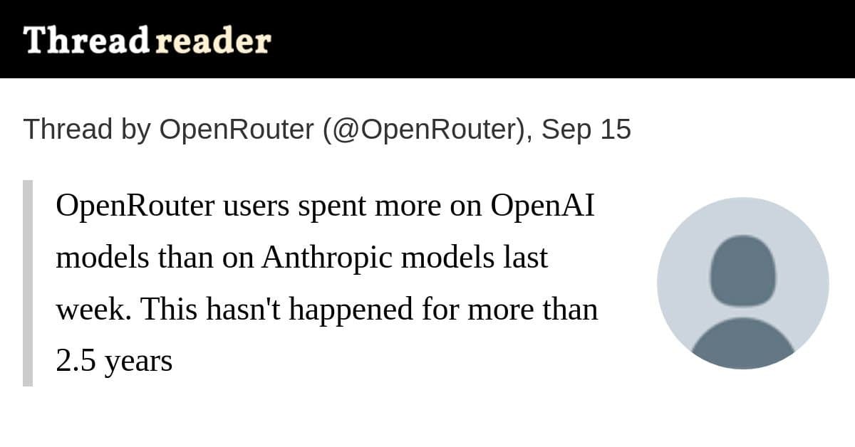 Usuários da OpenRouter gastaram mais em modelos OpenAI do que em Anthropic na última semana