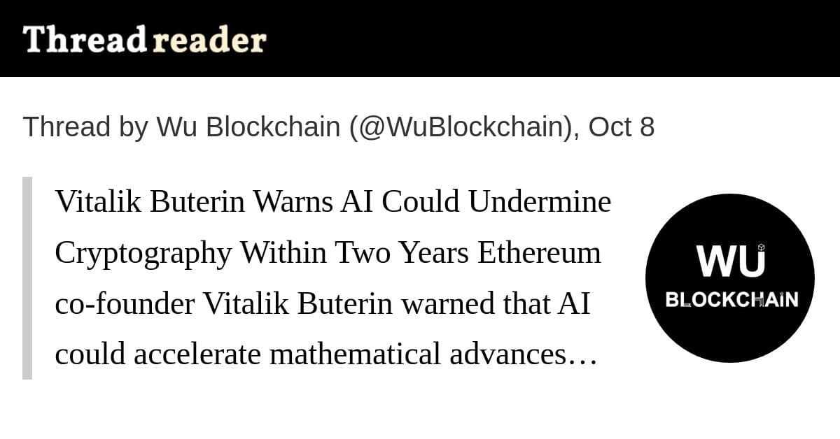 Vitalik alerta que a IA pode enfraquecer a criptografia em dois anos