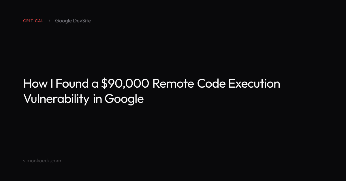 Vulnerabilidade RCE de US$90.000 Descoberta em DevSite do Google