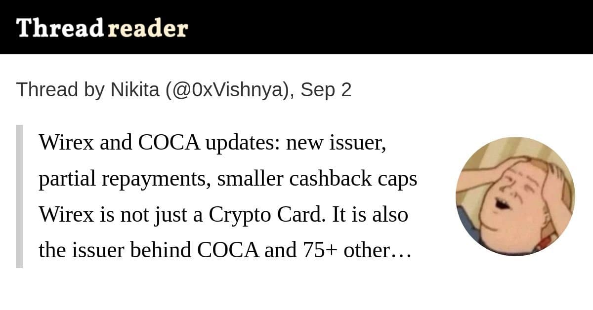 Wirex e COCA anunciam mudanças estratégicas em cartões e cashback