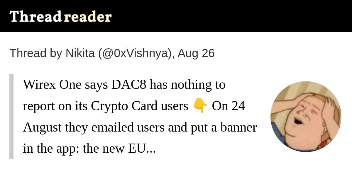 Wirex esclarece isenção da diretiva DAC8 da UE para relatórios fiscais
