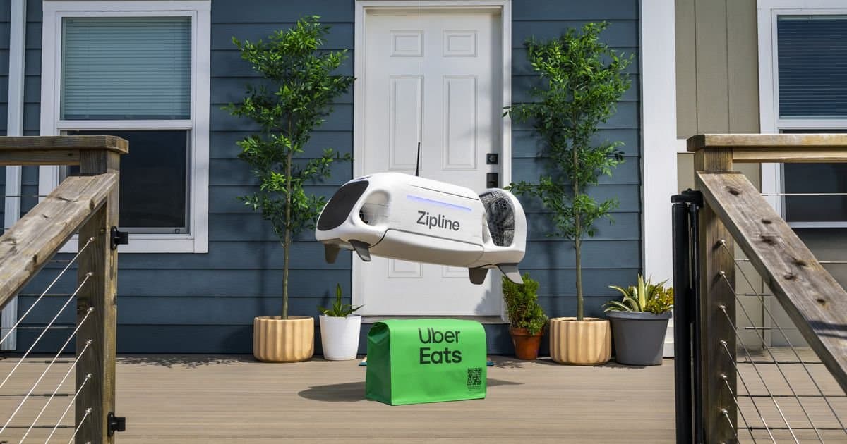 Zipline e Uber firmam parceria para levar entregas por drone a milhões de clientes Uber Eats